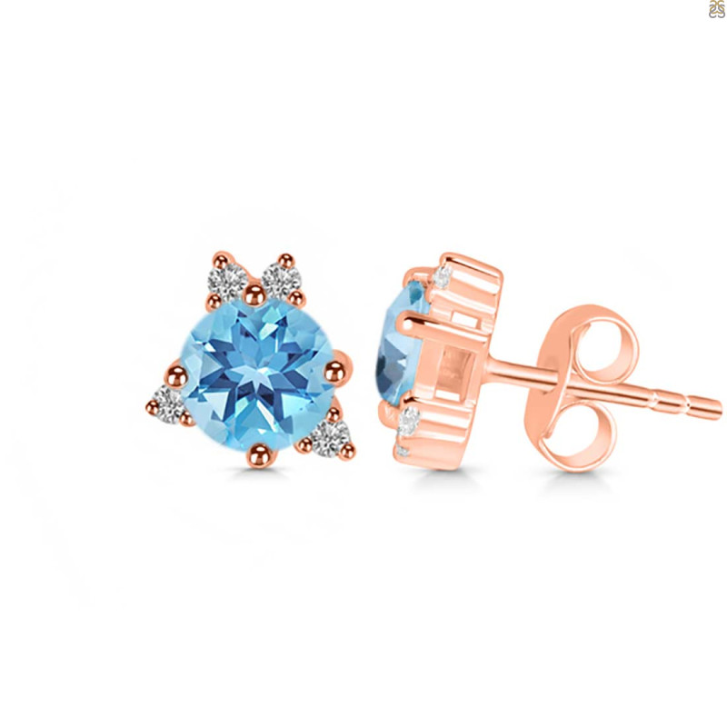 Blue Topaz & White Topaz Stud Earring BTZ-RDE-1260.