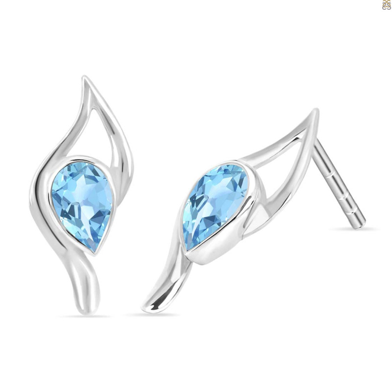 Blue Topaz Stud Earring