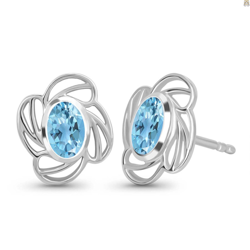Blue Topaz Stud Earring