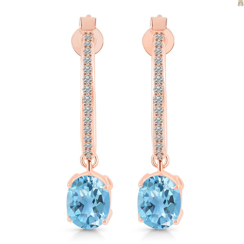 Blue Topaz & White Topaz Hoop Earring BTZ-RDE-1469.