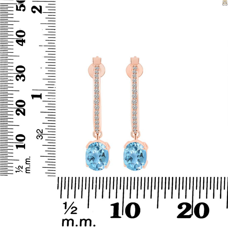 Blue Topaz & White Topaz Hoop Earring BTZ-RDE-1469.