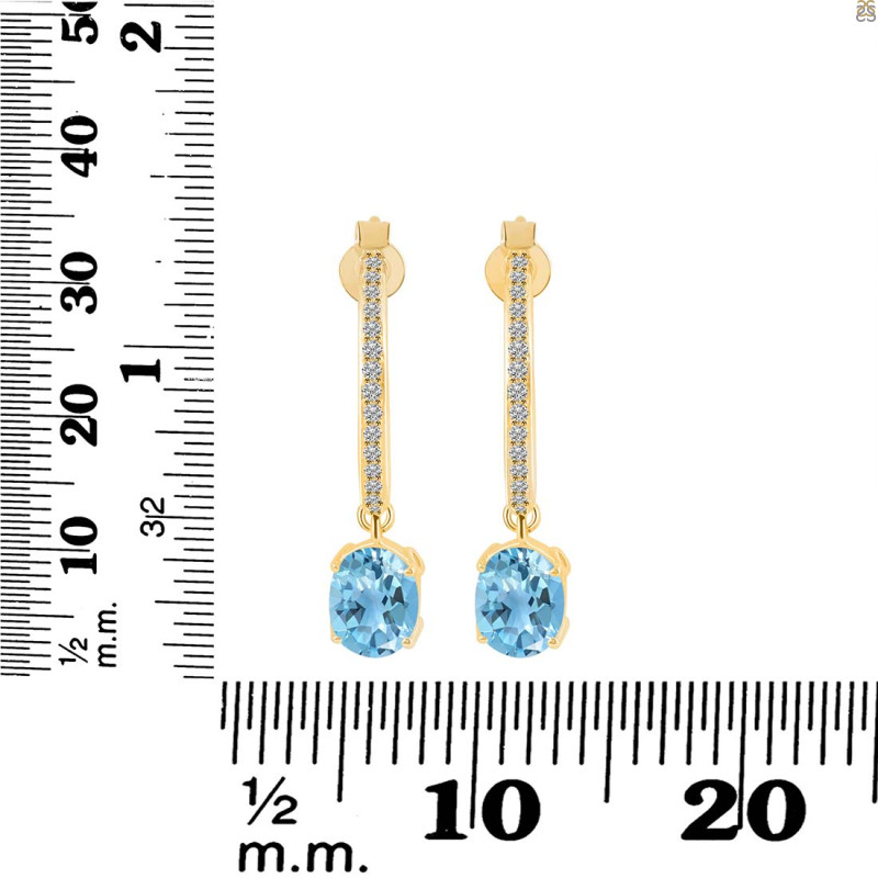Blue Topaz & White Topaz Hoop Earring BTZ-RDE-1469.