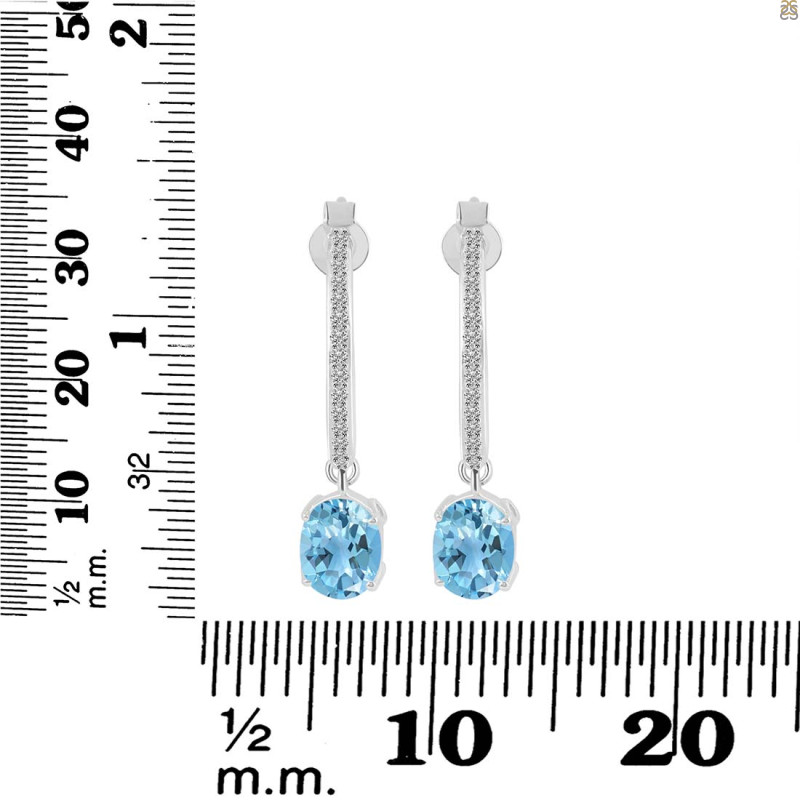 Blue Topaz & White Topaz Hoop Earring BTZ-RDE-1469.
