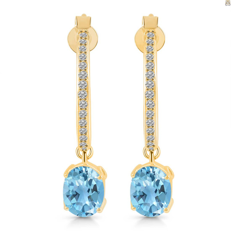 Blue Topaz & White Topaz Hoop Earring BTZ-RDE-1469.
