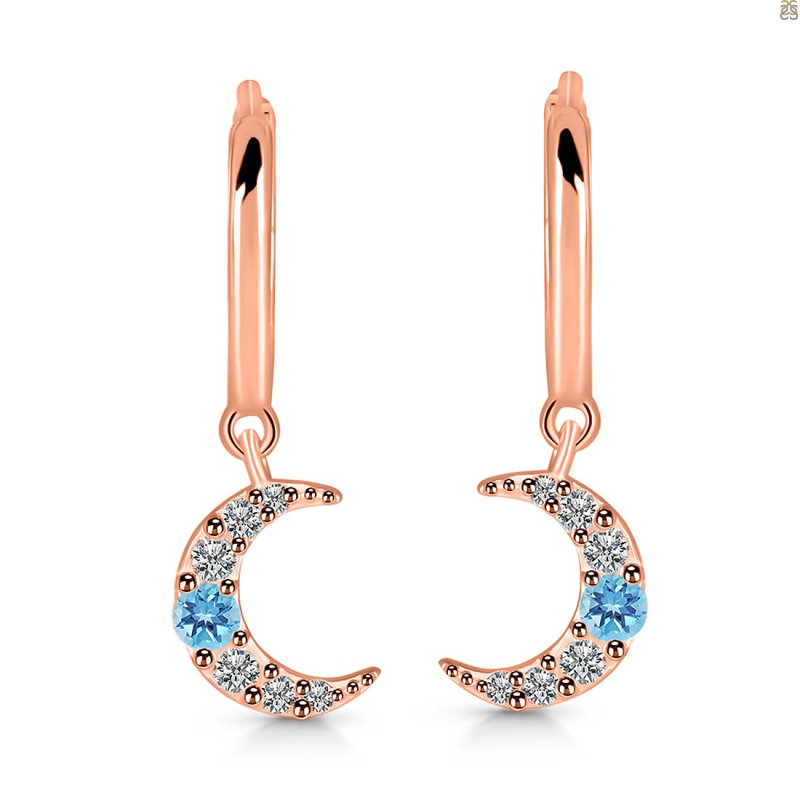 Blue Topaz & White Topaz Hoop Earring BTZ-RDE-1471.