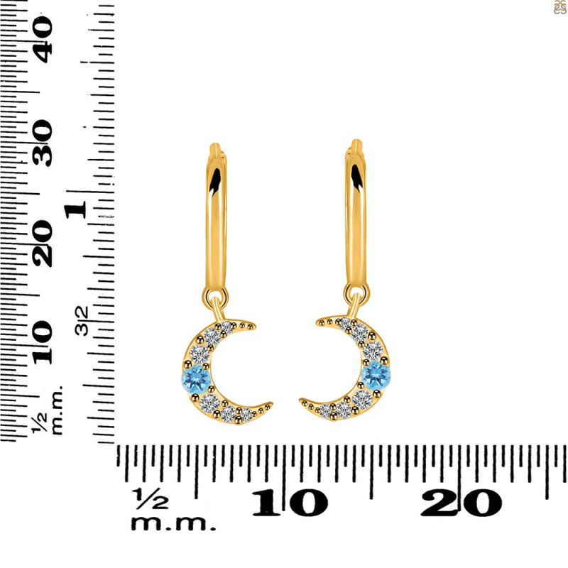 Blue Topaz & White Topaz Hoop Earring BTZ-RDE-1471.