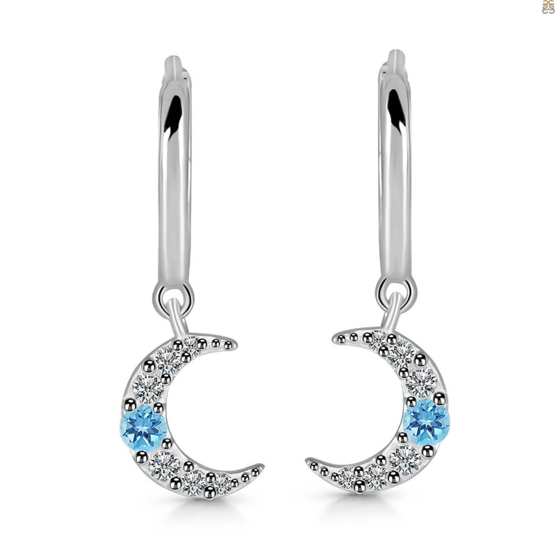 Blue Topaz & White Topaz Hoop Earring