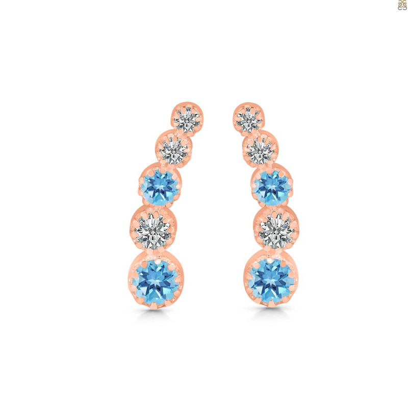 Blue Topaz & White Topaz Stud Earring BTZ-RDE-1472.