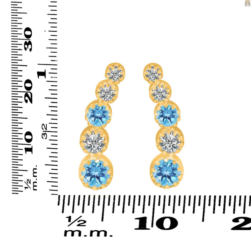 Blue Topaz & White Topaz Stud Earring BTZ-RDE-1472.