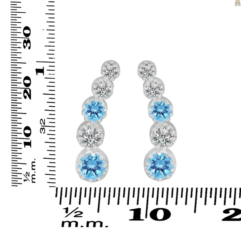 Blue Topaz & White Topaz Stud Earring BTZ-RDE-1472.