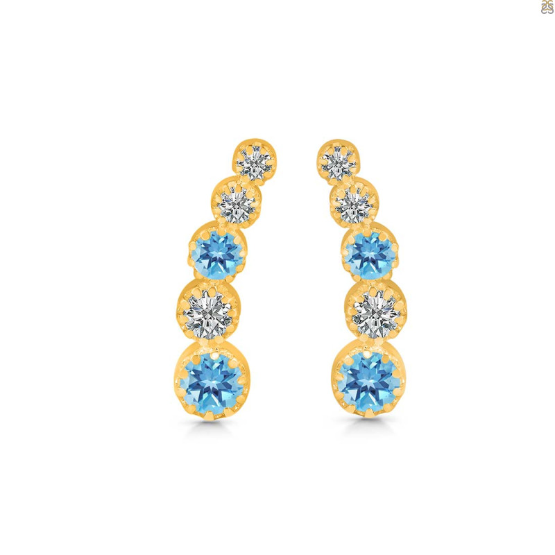 Blue Topaz & White Topaz Stud Earring BTZ-RDE-1472.