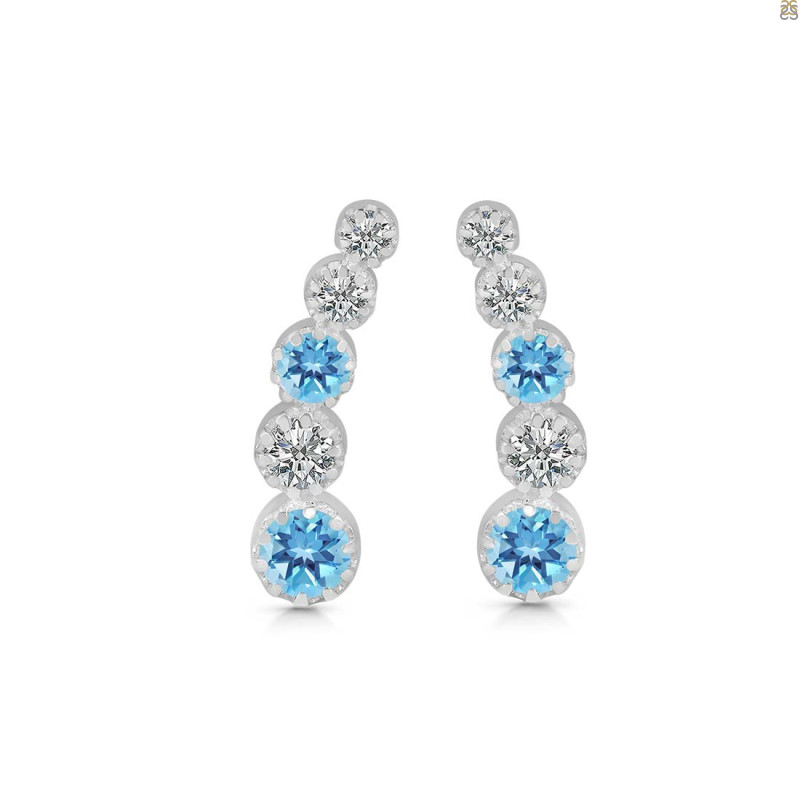 Blue Topaz & White Topaz Stud Earring BTZ-RDE-1472.