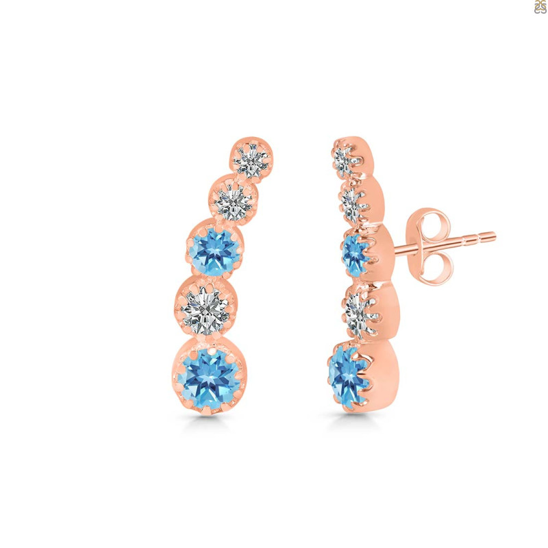 Blue Topaz & White Topaz Stud Earring BTZ-RDE-1472.