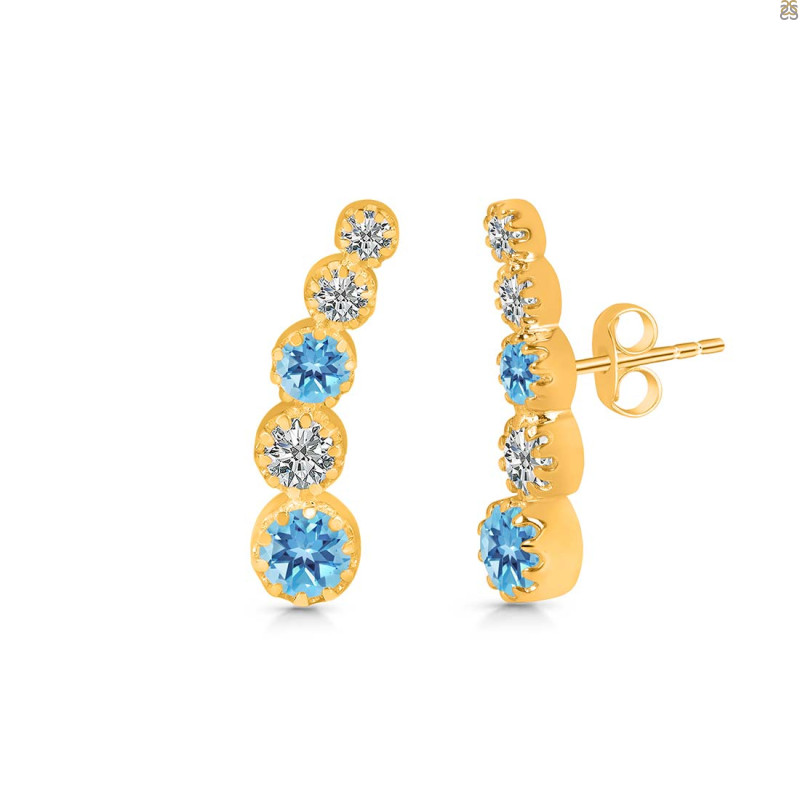 Blue Topaz & White Topaz Stud Earring BTZ-RDE-1472.