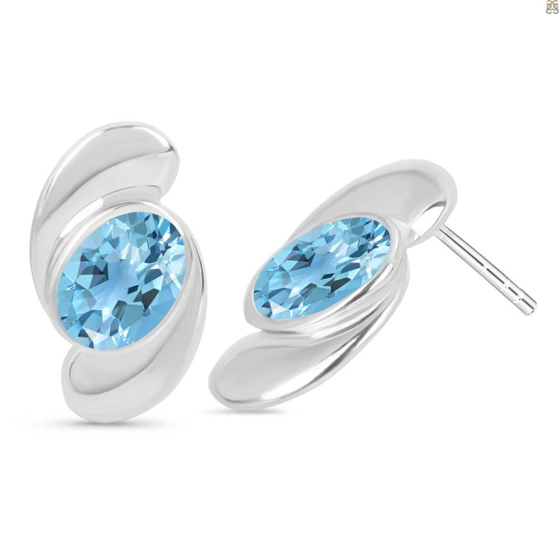 Blue Topaz Stud Earring