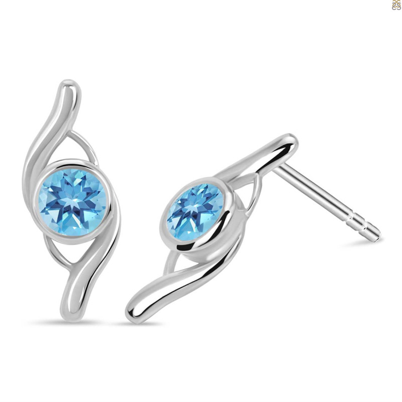 Blue Topaz Stud Earring