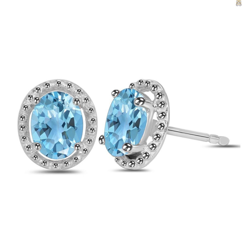 Blue Topaz Stud Earring BTZ-RDE-34.