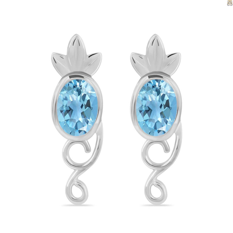 Blue Topaz Stud Earring BTZ-RDE-5.