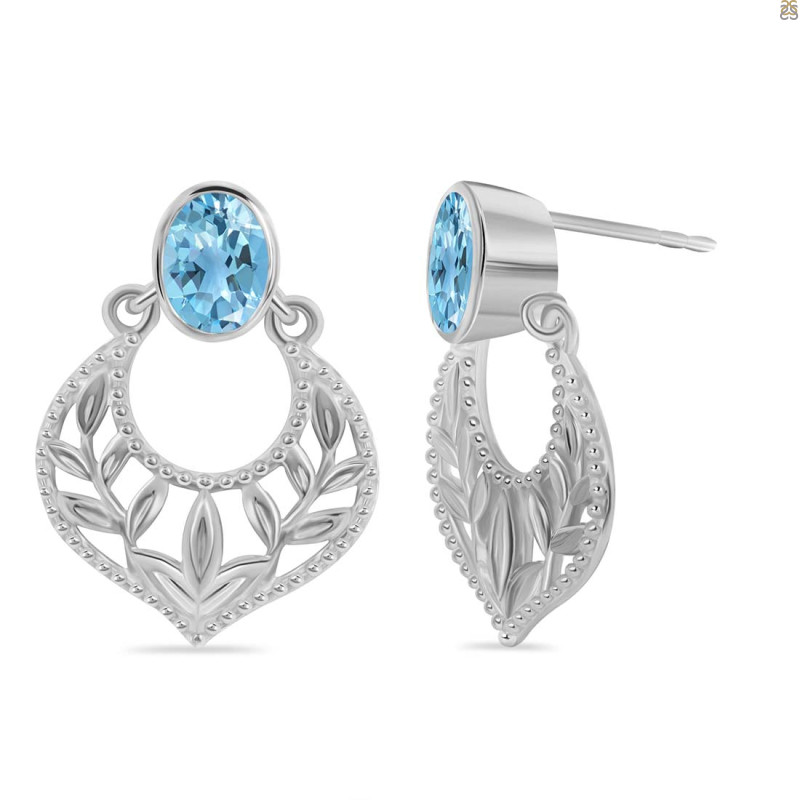 Blue Topaz Stud Earring