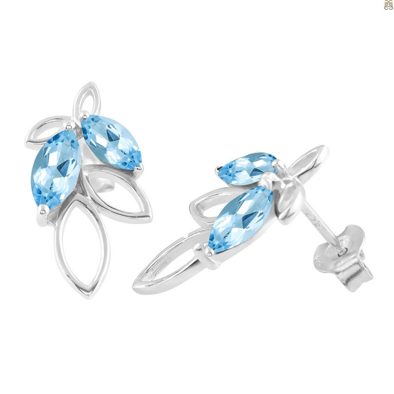 Blue Topaz Stud Earring