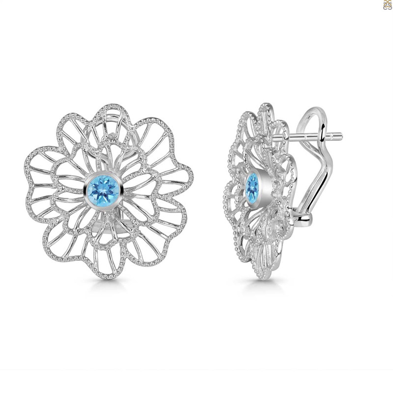 Blue Topaz Stud Earring