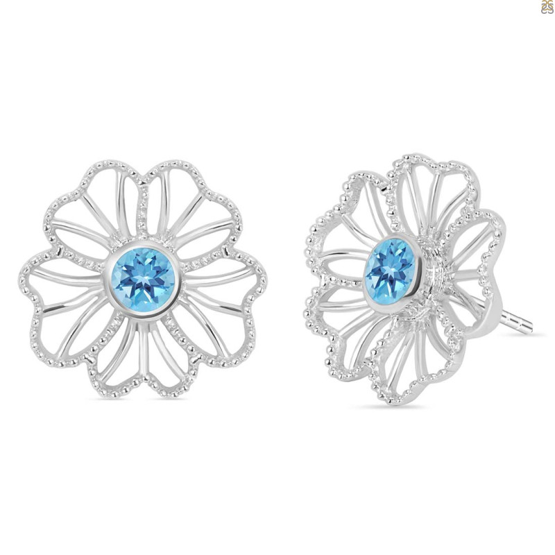 Blue Topaz Stud Earring