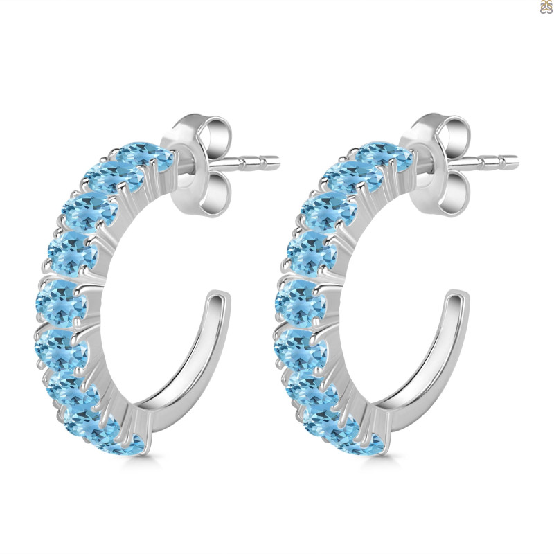 Blue Topaz Hoop Earring