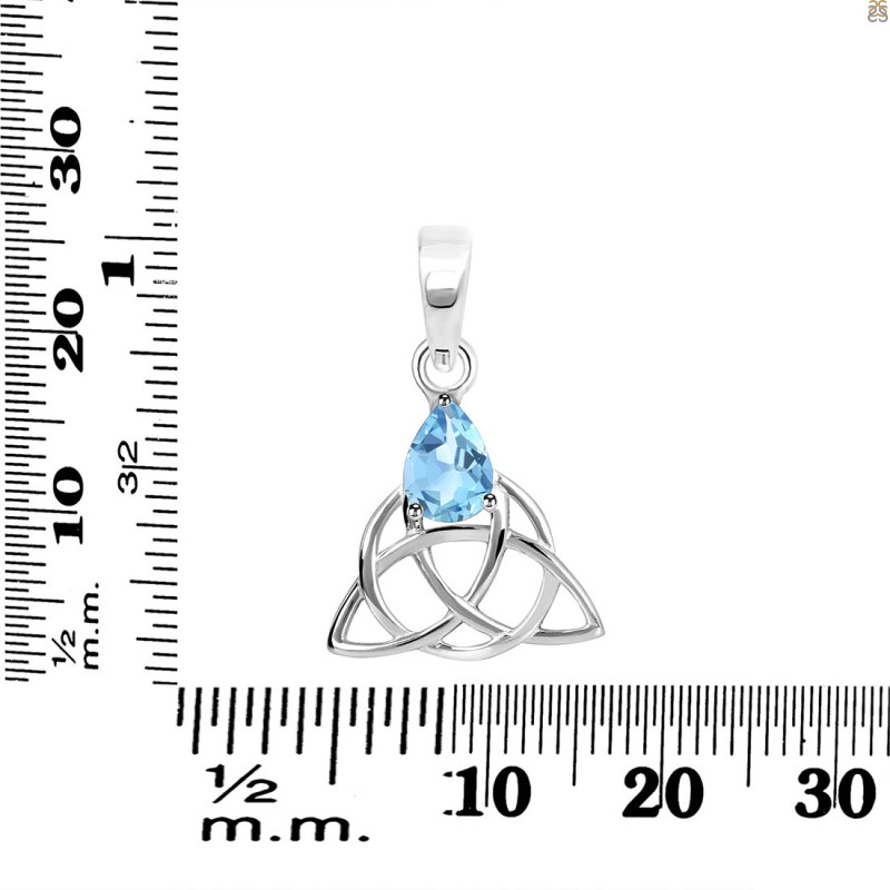 Blue Topaz Triquetra Pendant BTZ-RDEP-892.