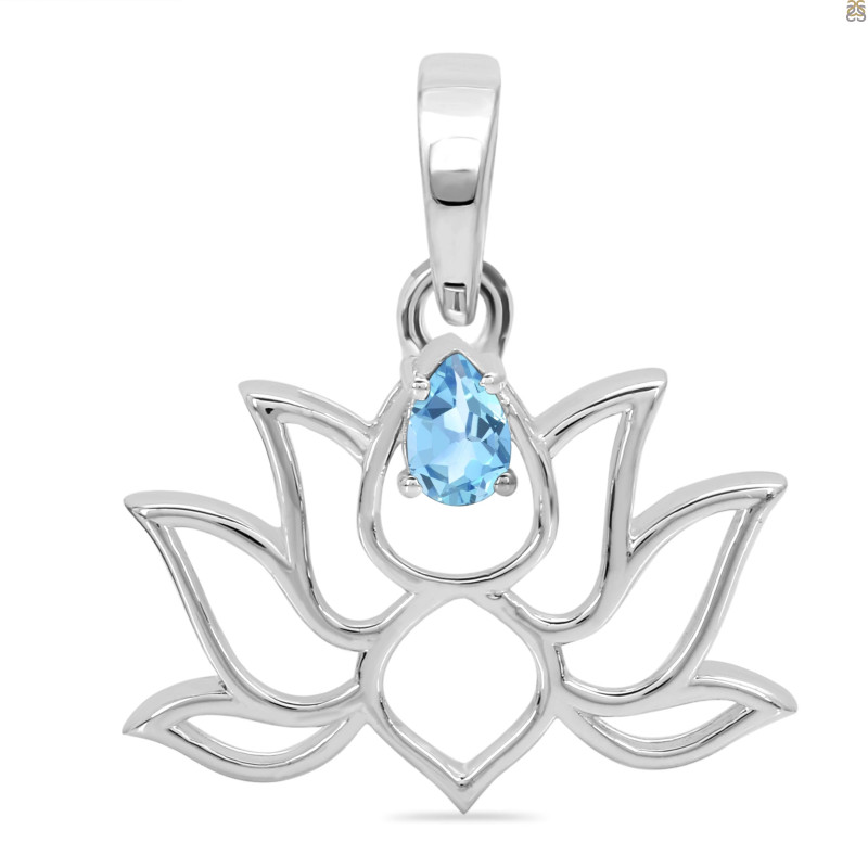 Blue Topaz Lotus Pendant BTZ-RDN-156-A.