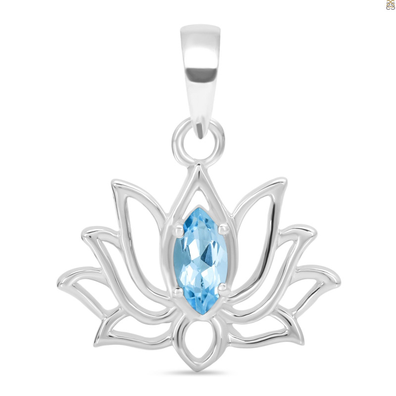 Blue Topaz Lotus Pendant BTZ-RDN-166.