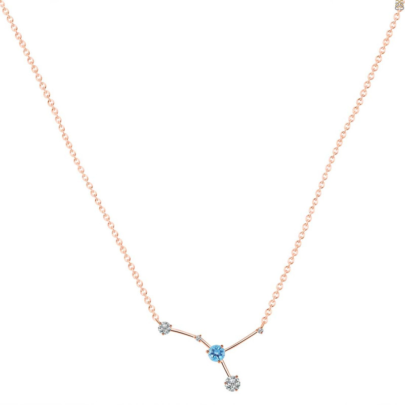 cancer Zodiac Star Constellation Blue Topaz & White Topaz Necklace BTZ-RDN-486.