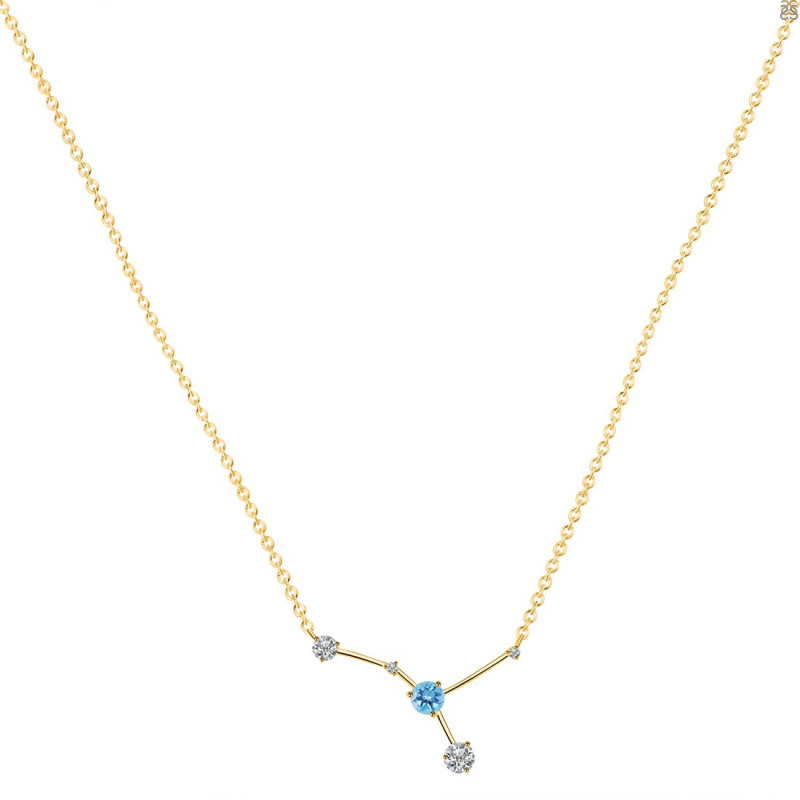 cancer Zodiac Star Constellation Blue Topaz & White Topaz Necklace BTZ-RDN-486.