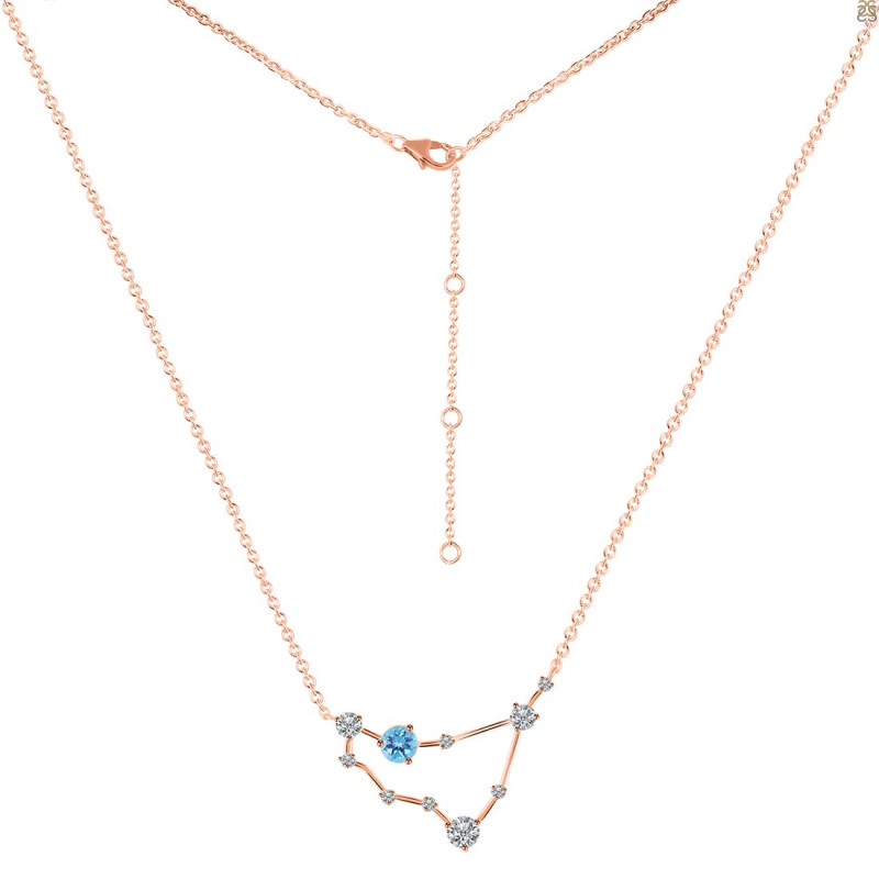 Capricorn Zodiac Star Constellation Blue Topaz & White Topaz Necklace BTZ-RDN-489.