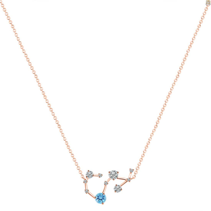 Scorpio Zodiac Star Constellation Blue Topaz & White Topaz Necklace BTZ-RDN-495.
