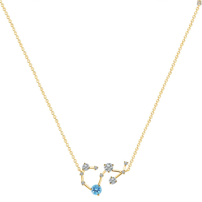 Scorpio Zodiac Star Constellation Blue Topaz & White Topaz Necklace BTZ-RDN-495.