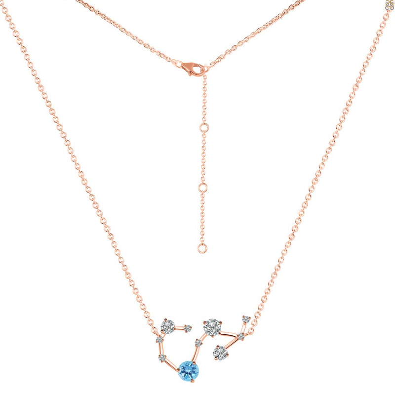 Scorpio Zodiac Star Constellation Blue Topaz & White Topaz Necklace BTZ-RDN-495.
