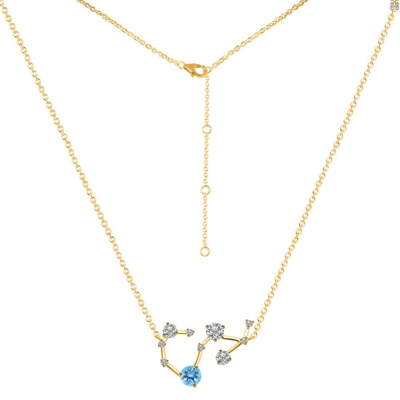 Scorpio Zodiac Star Constellation Blue Topaz & White Topaz Necklace BTZ-RDN-495.