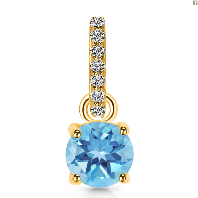 Blue Topaz & White Topaz Pendant BTZ-RDP-549-CZ-LOOP.