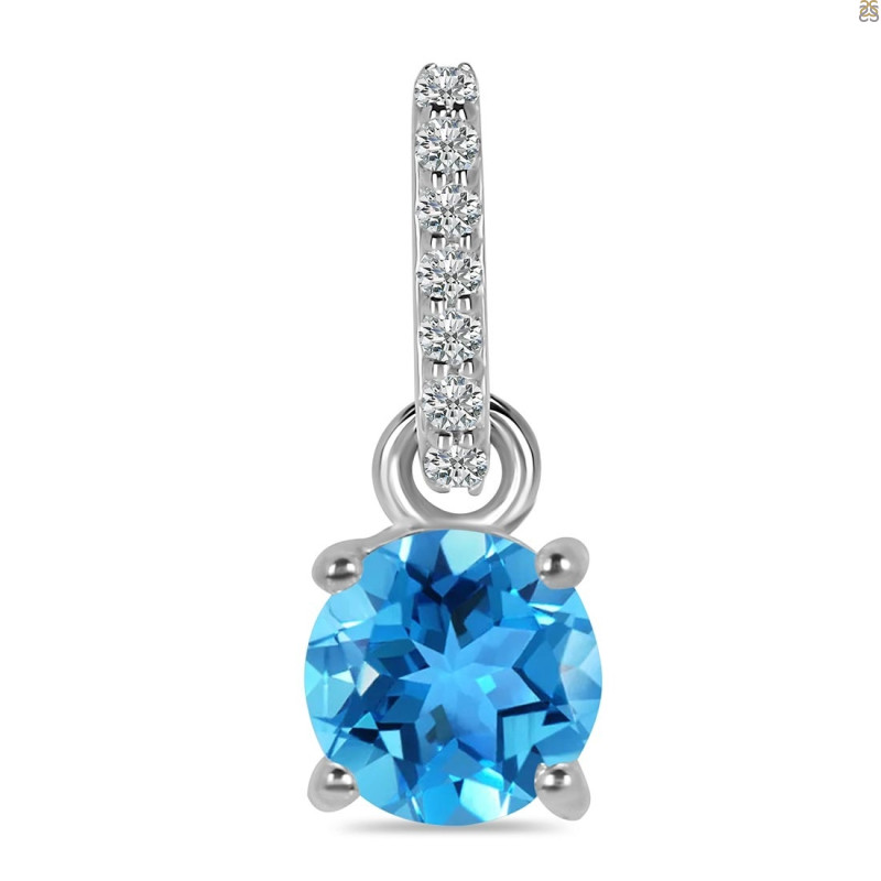 Swiss Blue Topaz & White Topaz Pendant SBTZ-RDP-549-CZ-LOOP.