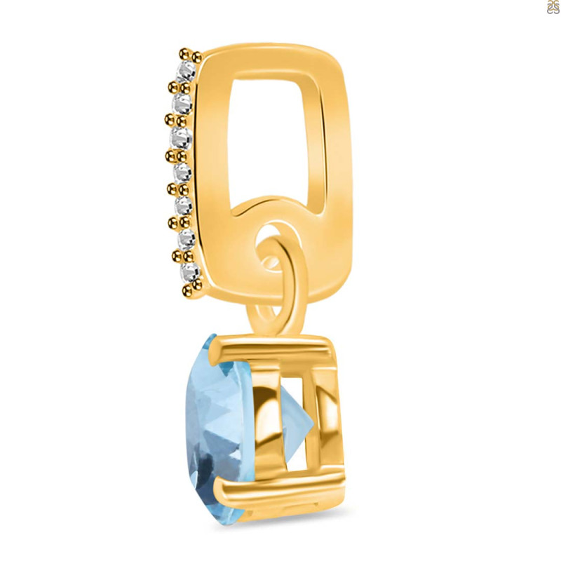 Blue Topaz & White Topaz Pendant BTZ-RDP-549-CZ-LOOP.