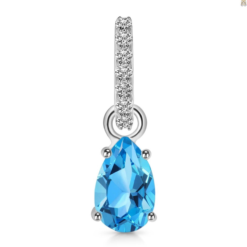 Swiss Blue Topaz & White Topaz Pendant SBTZ-RDP-550-CZ-LOOP.