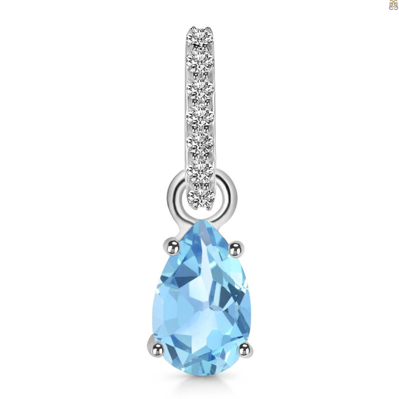 Blue Topaz & White Topaz Pendant BTZ-RDP-550-CZ-LOOP.