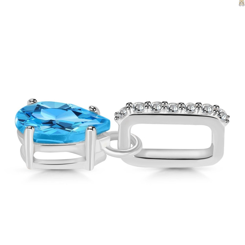 Swiss Blue Topaz & White Topaz Pendant SBTZ-RDP-550-CZ-LOOP.