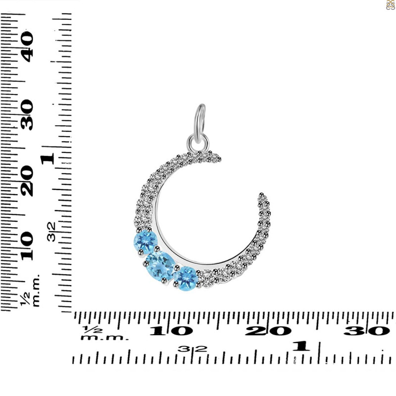 Blue Topaz & White Topaz Pendant BTZ-RDP-728.