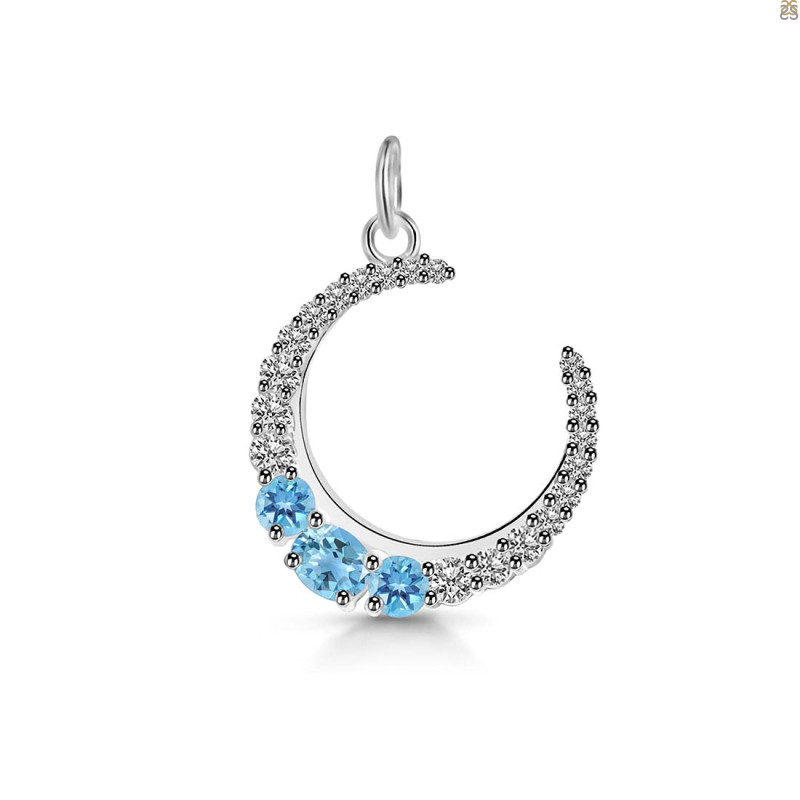 Blue Topaz & White Topaz Pendant BTZ-RDP-728.