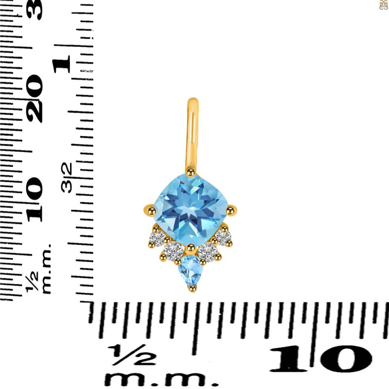 Blue Topaz & White Topaz Pendant BTZ-RDP-729.