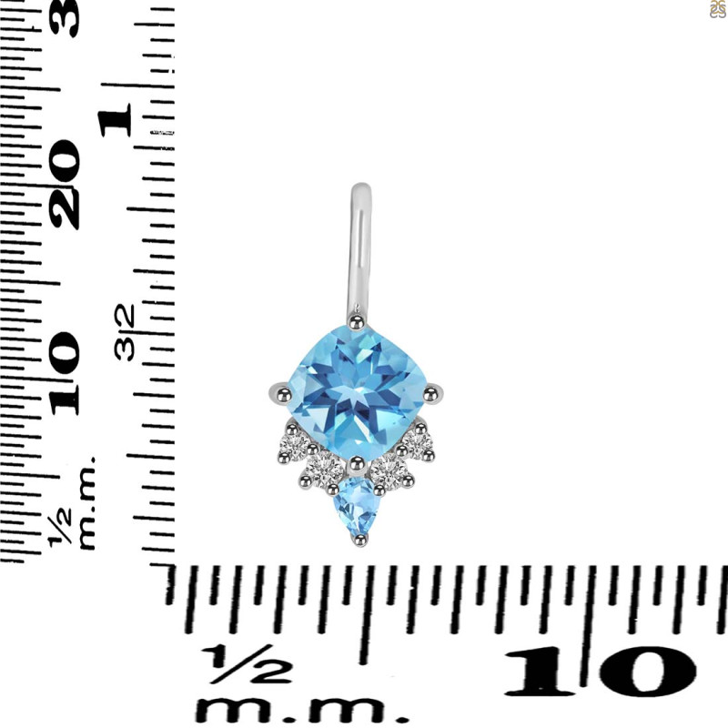 Blue Topaz & White Topaz Pendant BTZ-RDP-729.