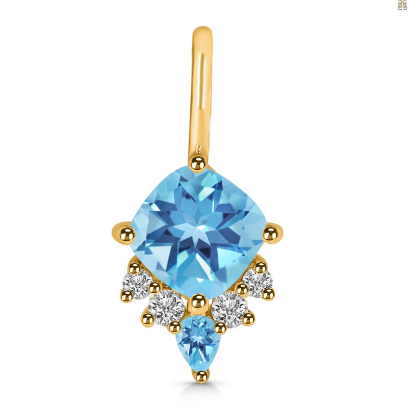 Blue Topaz & White Topaz Pendant BTZ-RDP-729.