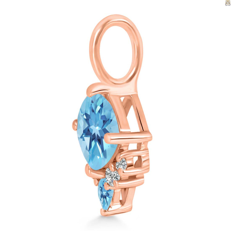 Blue Topaz & White Topaz Pendant BTZ-RDP-729.