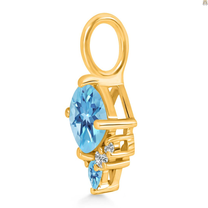 Blue Topaz & White Topaz Pendant BTZ-RDP-729.